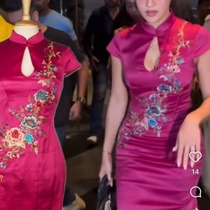 Karen Millen Fuchsia y2K Floral Rose Corset Bodycon Dress UK 10 US 6